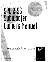 Fender SPL-215S-Subwoofer - Owners Manual